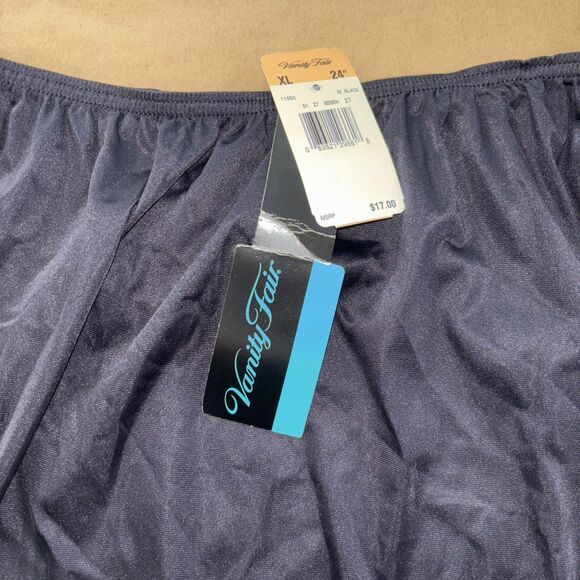 Vanity Fair Half Slip Womens Size XL Black Nylon Lace Trim Side Slit 24” - Picture 2 of 5